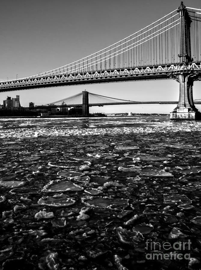 Brooklyn Bridge Photograph - Ice Floe on the East River by James Aiken