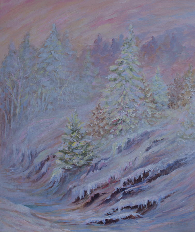 Ice Fog in the Forest Painting by Jo Smoley