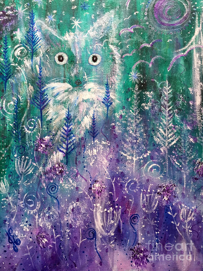 Ice Fox Painting by Julie Engelhardt Ice Fox Painting by Julie Engelhardt