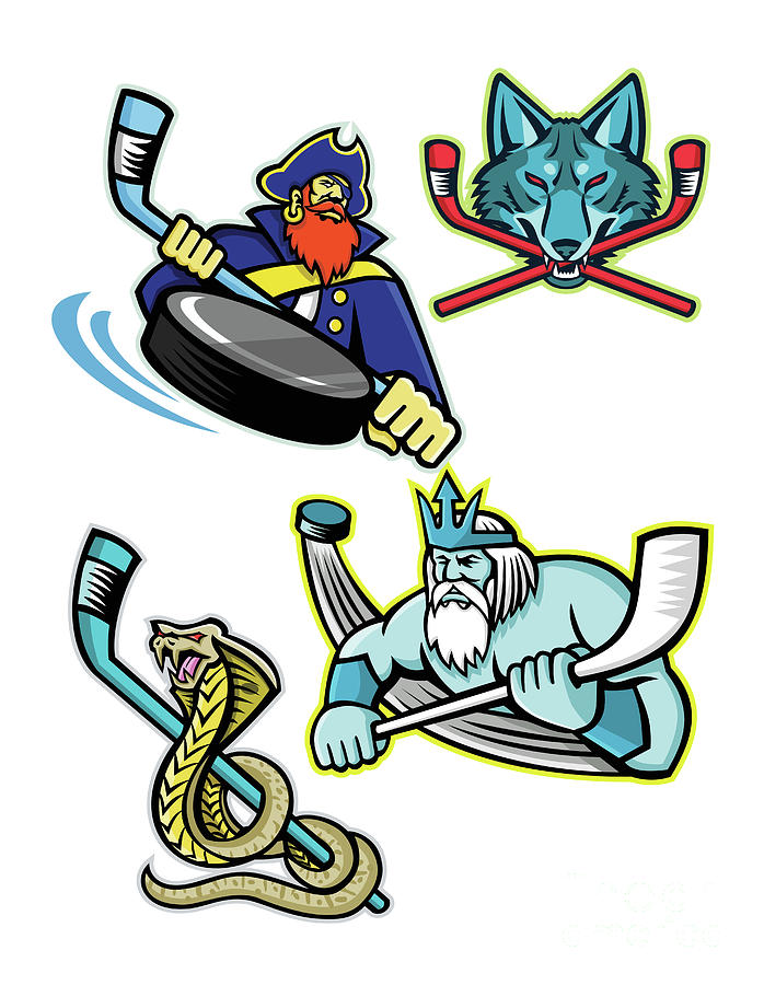 Ice Hockey Sports Mascot Collection Digital Art by Aloysius Patrimonio ...