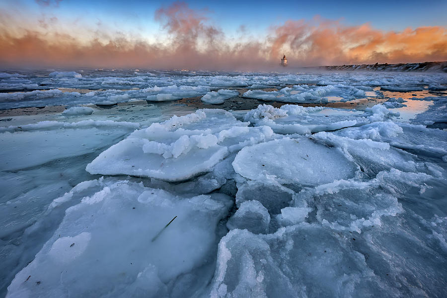 Winter Photograph - Ice in Portland Harbor by Rick Berk