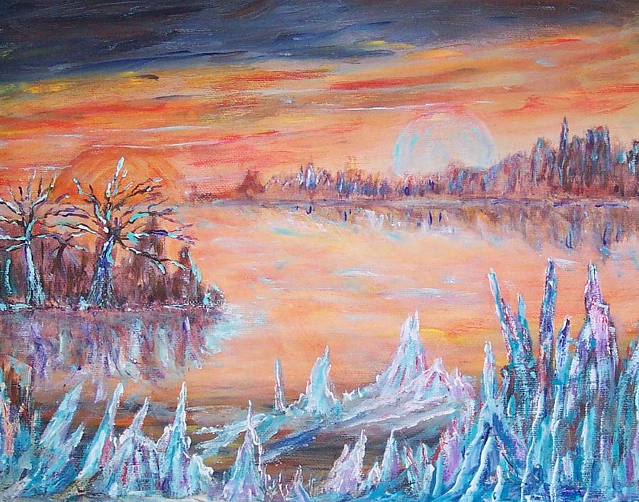 Scifi Painting - Ice Planet by Mary Sedici