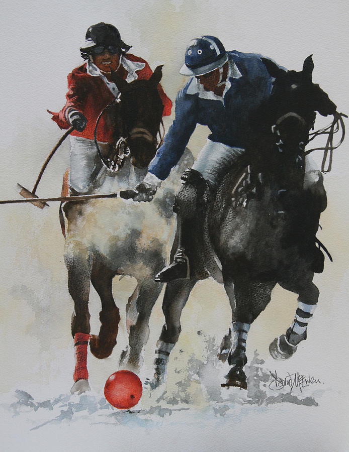 Horse Painting - Ice Polo 1 by David McEwen