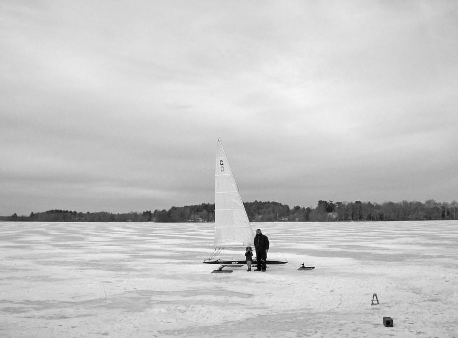 Winter Photograph - Ice Sailing Father and Daughter by Mary Ann Weger