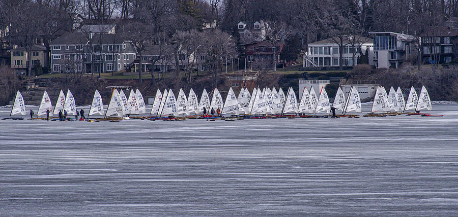 Ice sailing -  Madison - Wisconsin Photograph by Steven Ralser