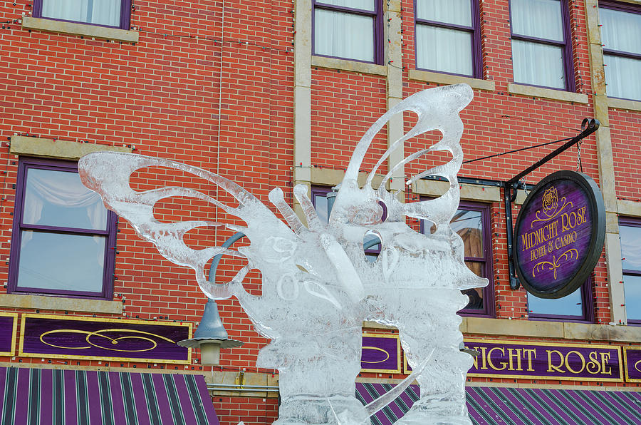 The Annual Ice Sculpting Festival In The Colorado Rockies, Frozen Butterfly  Photograph by Bijan Pirnia