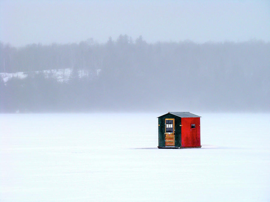 Ice Shanty on Lake Willoughby Photograph by Tim Kirchoff