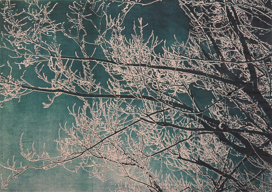 Ice Storm Branches - Blue Painting by Michelle Miron-Rebbe