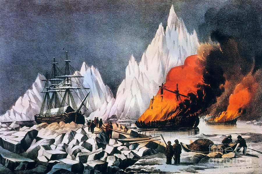 Ice Trapped Whalers Painting by Granger