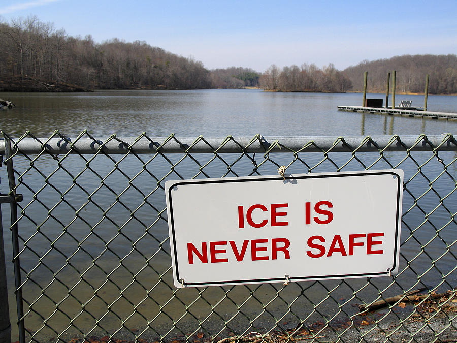 Ice Warning Sign in Summer Photograph by William Kuta