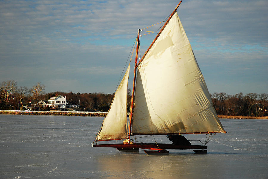 Winter Photograph - Ice Yachting by James Kirkikis