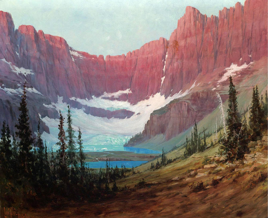 Iceberg Lake Mountains Painting by Louis Benton Akin