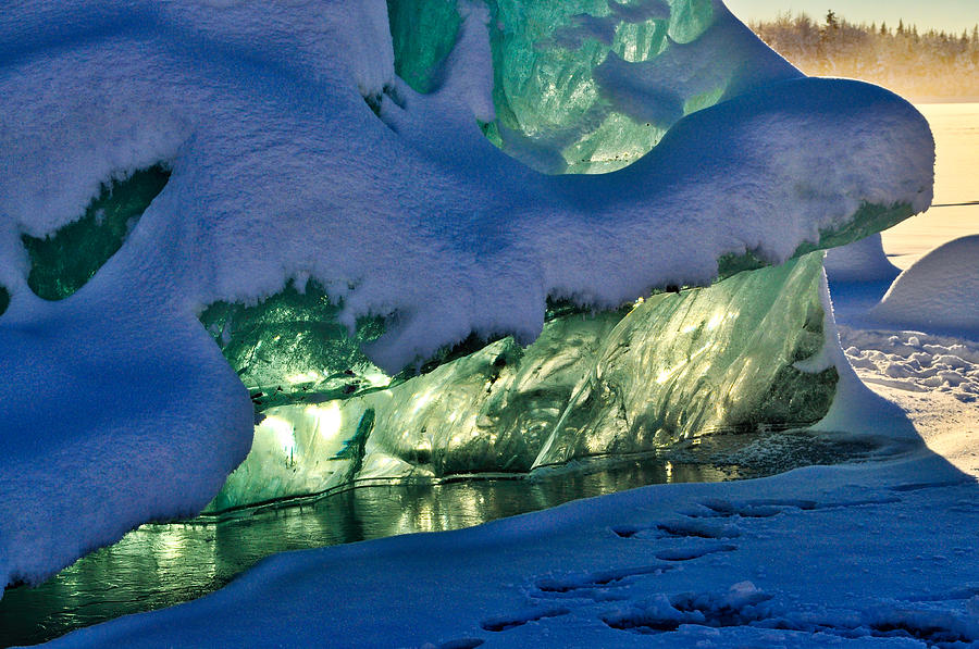 Icebergs Glow Detail - Mendenhall Glacier Photograph by Cathy Mahnke