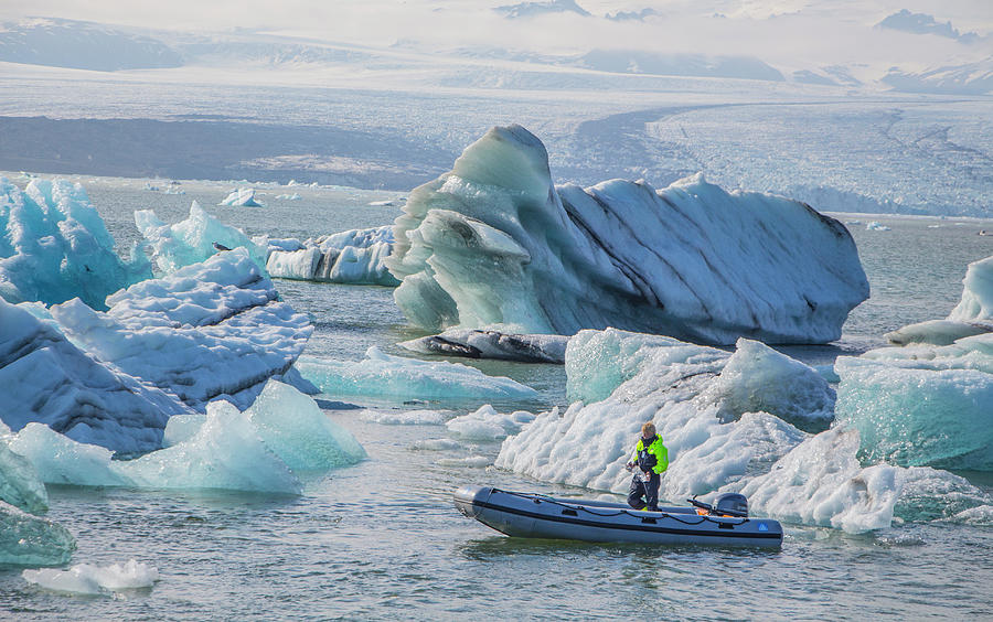 Winter Photograph - Icebergs on Jokulsarlon Lagoon in Iceland by Venetia Featherstone-Witty
