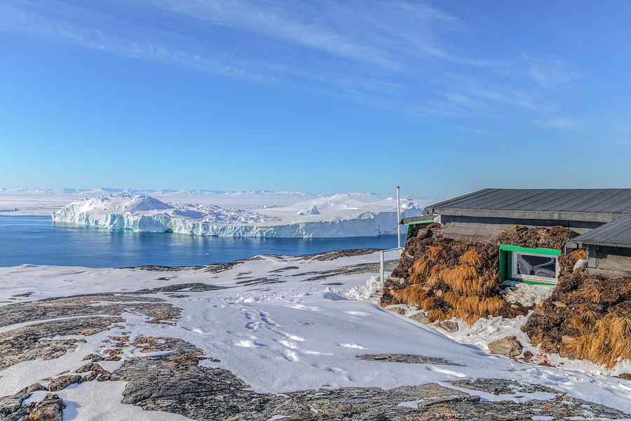 Icebergs with turf house in Ilulissat- Greenland Photograph by Joana Kruse