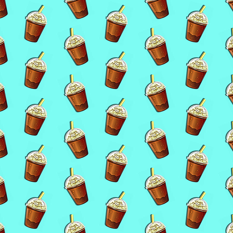 Coffee Painting - Iced Coffee To Go Pattern by Little Bunny Sunshine