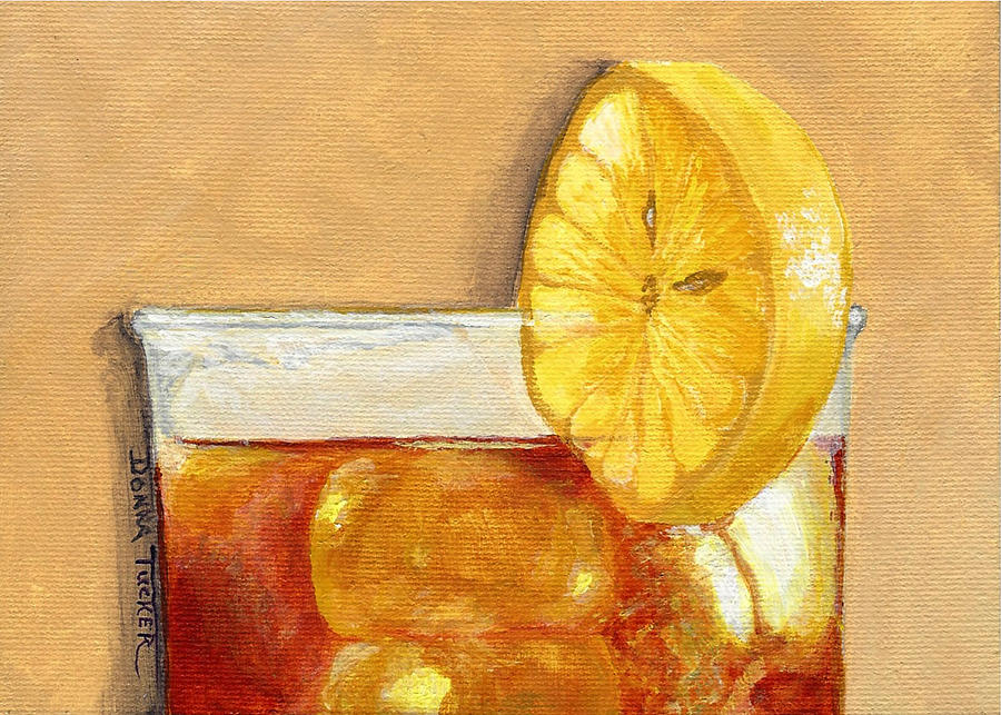 Iced Tea with Lemon Slice Painting by Donna Tucker