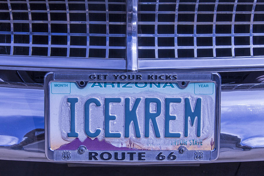 Ice Cream Photograph - Icekrem License plate by Garry Gay
