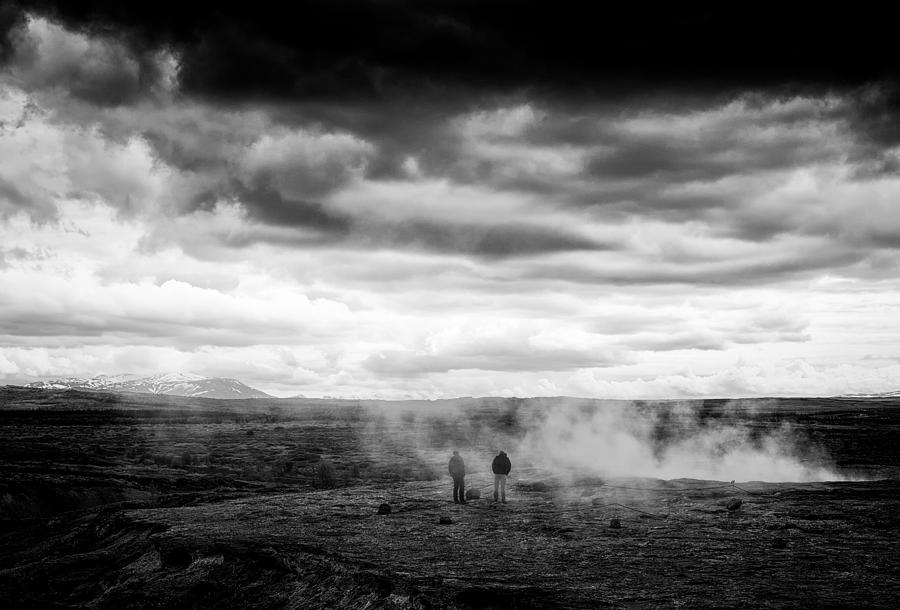 Iceland black and white landscape Haukadalur Photograph by Matthias Hauser