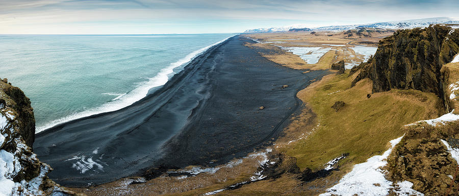 Iceland coast and black beach panorama Photograph by Matthias Hauser
