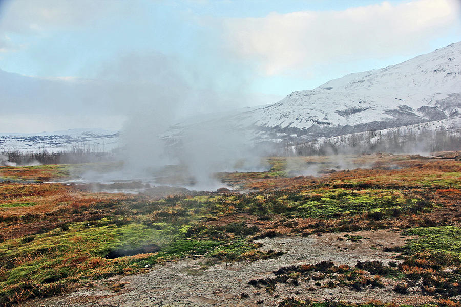 Iceland Geyser Park Mosses Grasses Vents Mountains Sky Iceland 2 2122018 1127.jpg Photograph by David Frederick
