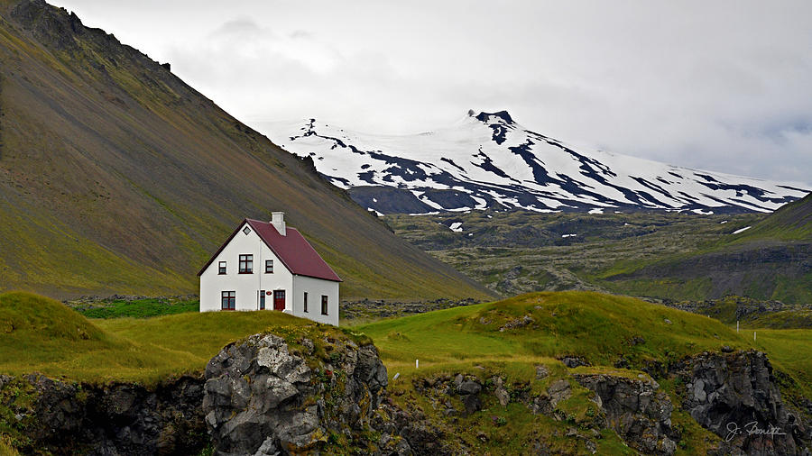 Iceland House and Glacier Photograph by Joe Bonita