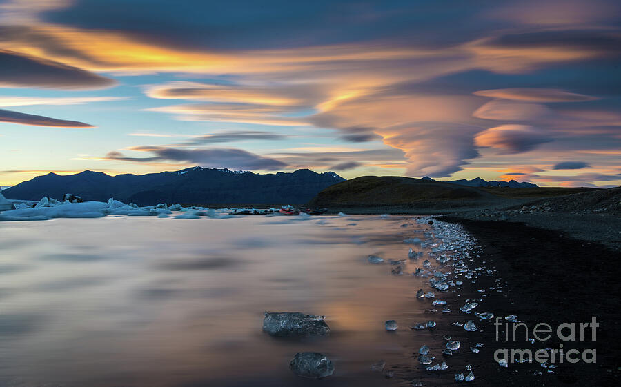 Iceland Jokulsarlon Lenticular Sunset Beach Ice Photograph