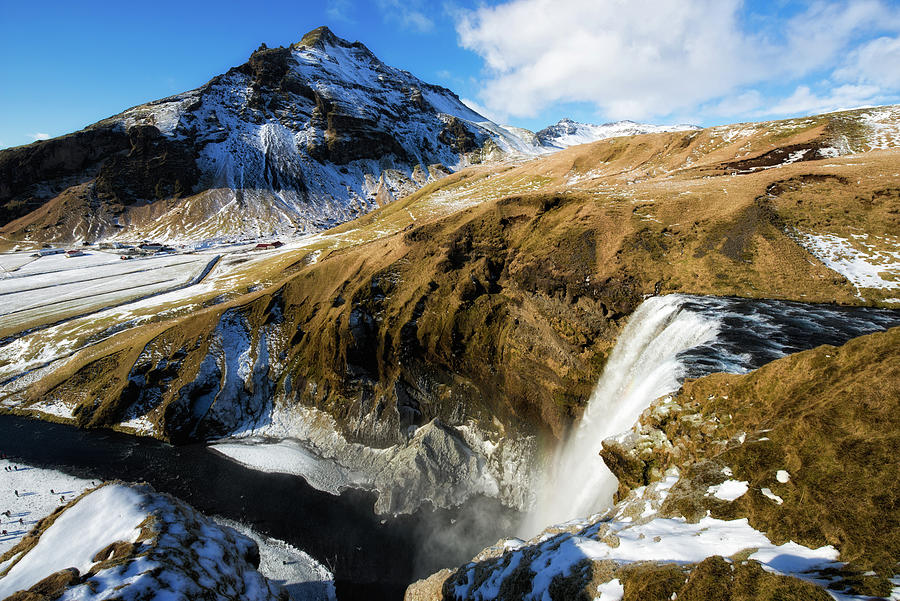 Iceland Landscape With Skogafoss Waterfall Photograph