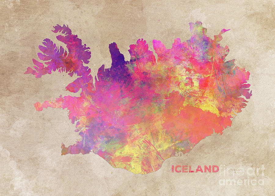 Iceland Map Digital Art