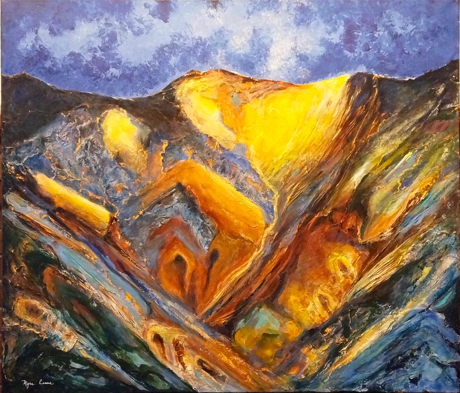 Iceland Mountain Painting by Myra Evans