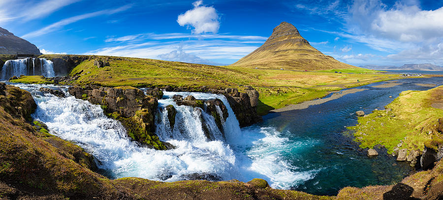 Iceland panorama landscape Kirkjufell Snaefellsnes Photograph by Matthias Hauser