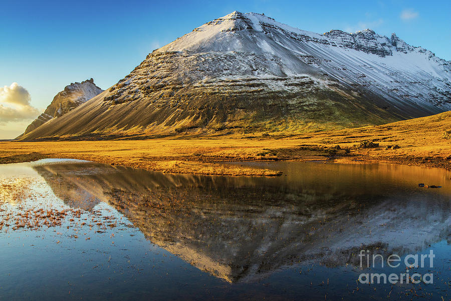 Iceland Ring Road Snow Capped Peaks Photograph