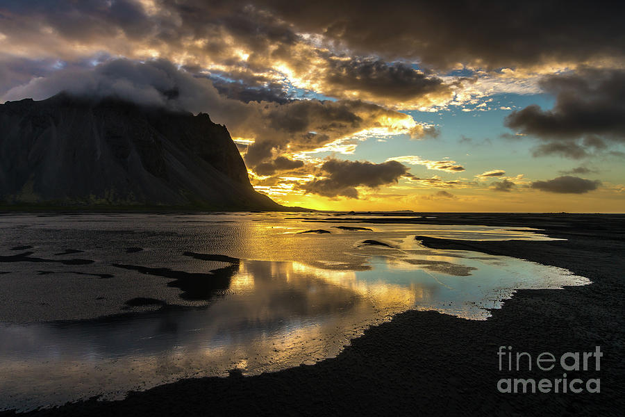 Iceland Stokksnes Liquid Sunrise Photograph by Mike Reid