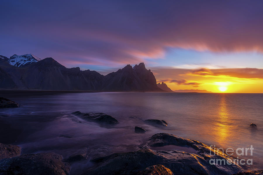 Iceland Sunrise Golden Serenity Photograph