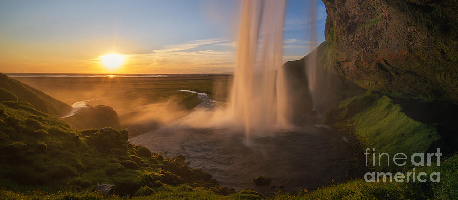 Iceland Waterfall Sunset called Seljalandsfoss  Photograph by Michael Ver Sprill