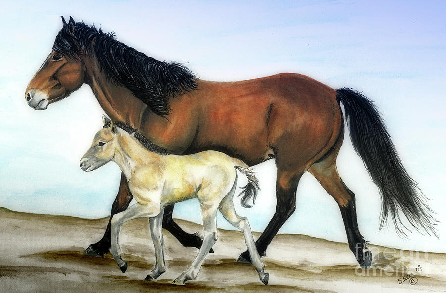 Icelandic Mare and Foal Painting by Shari Nees