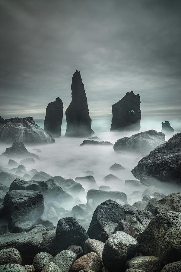 Icelandic Storm Beach and Sea Stacks. Photograph by Andy Astbury