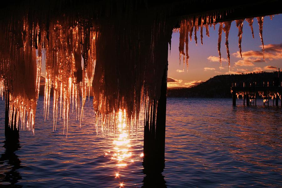 Icicle Stars Sunset Photograph by Sean Sarsfield