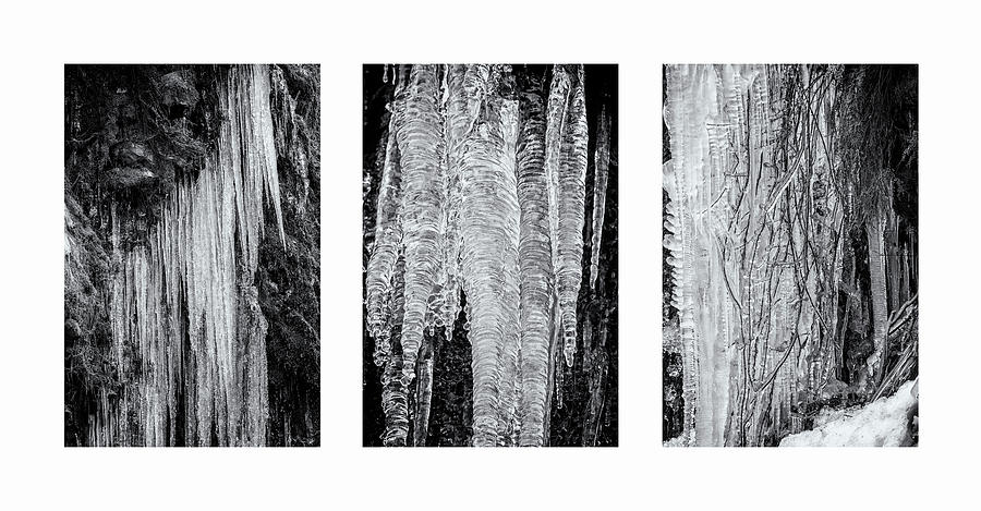 Icicles Triptych w Photograph by Belinda Greb