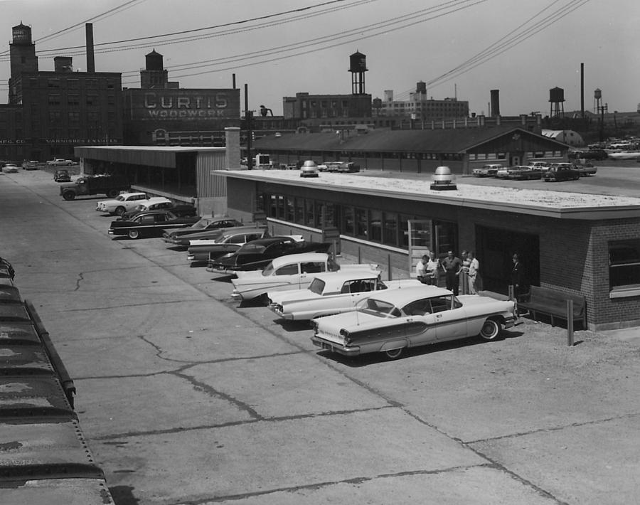 Parking Lot at Wood Street Yard - 1959 Photograph by Chicago and North Western Historical Society