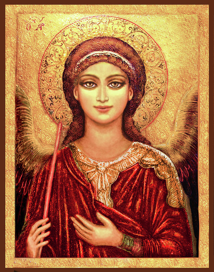 Icon Archangel In Red Mixed Media