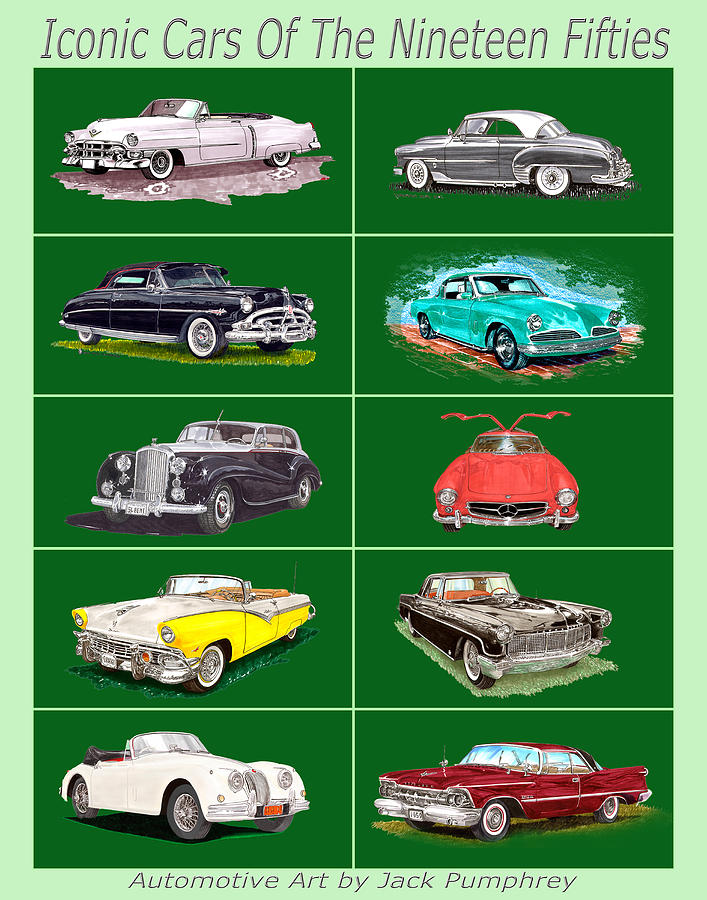 Iconic Cars of the 1950s Painting by Jack Pumphrey