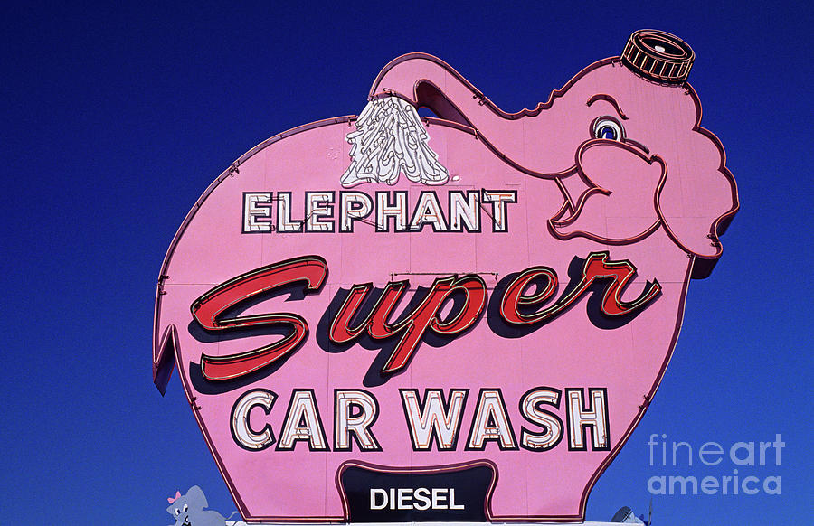 Iconic Elephant Car Wash Sign in Seattle  Photograph by Jim Corwin