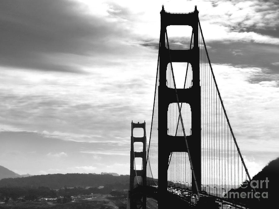 Iconic Golden Gate Bridge - Black and White Photograph by Scott Cameron