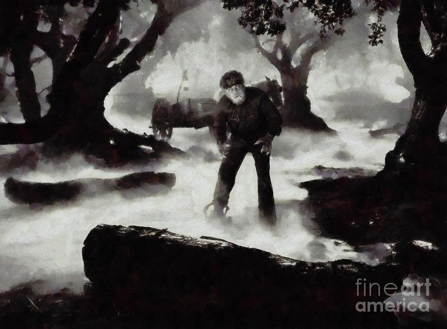 Hollywood Painting - Iconic Movie Scenes - Wolf Man by Esoterica Art Agency