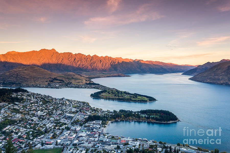 Iconic view of Queenstown at sunset - New Zealand Photograph by Matteo Colombo