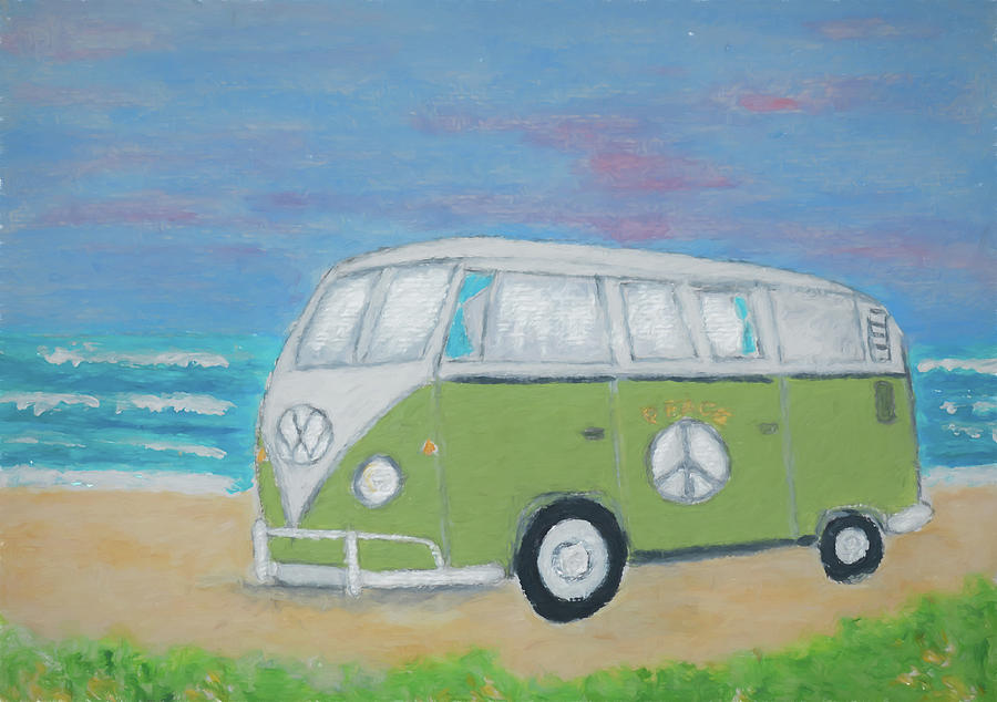 Iconic VW Camper Painting by Laura Richards