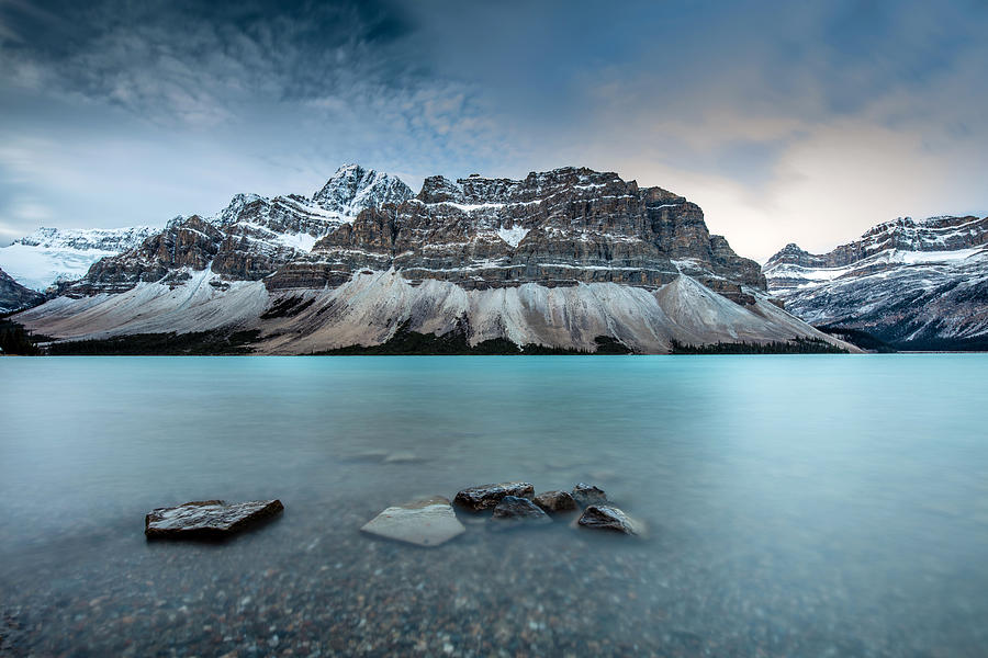 Banff National Park Photograph - Icy Blue Bow Lake on the Icefield Parkway by Pierre Leclerc Photography