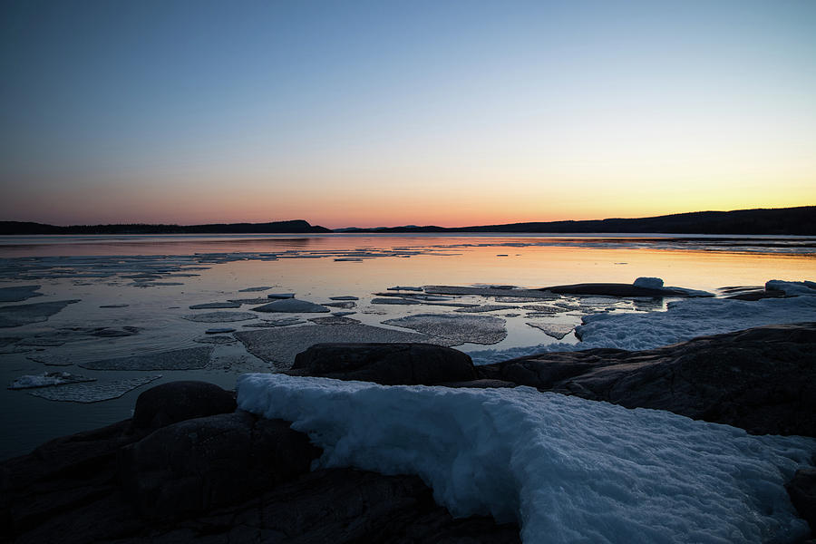 Icy Calm - Sunset near Rossport Photograph by Tim Beebe