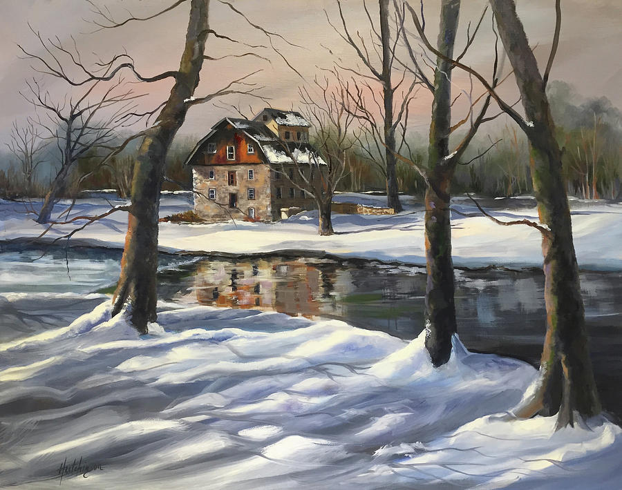 Winter Painting - Icy Illicks Mill by Diane Hutchinson
